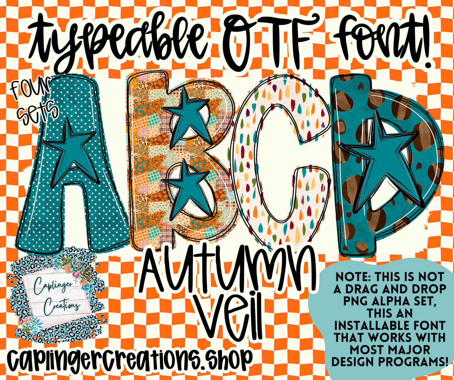 Autumn Veil - TYPEABLE OTF FONT + PNGS - Digital download