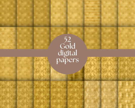 Digital Papers 52 Gold Effects - Digital download 300DPI PNG FILE