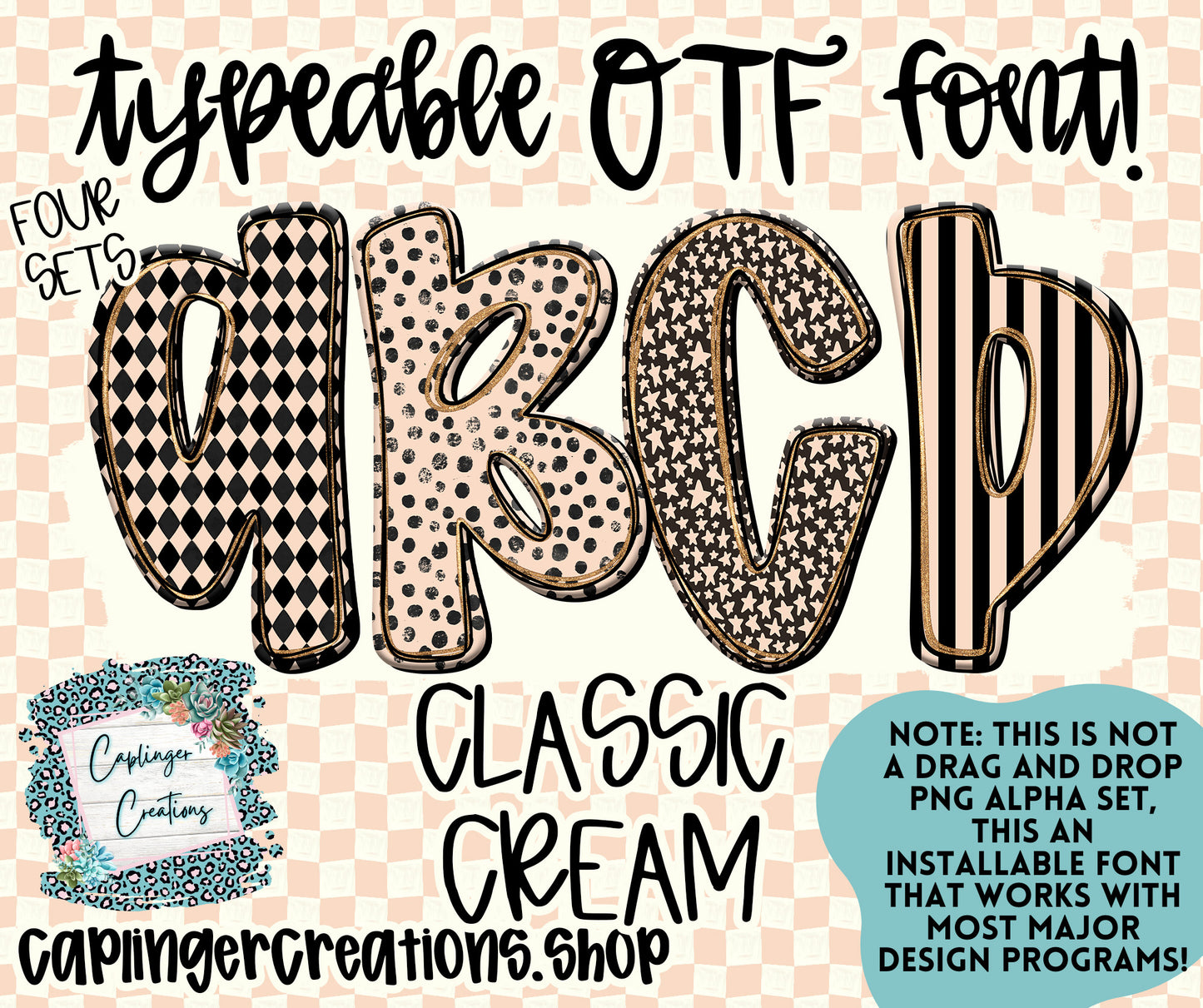 CLASSIC CREAM - TYPEABLE OTF FONT + PNGS - Digital download