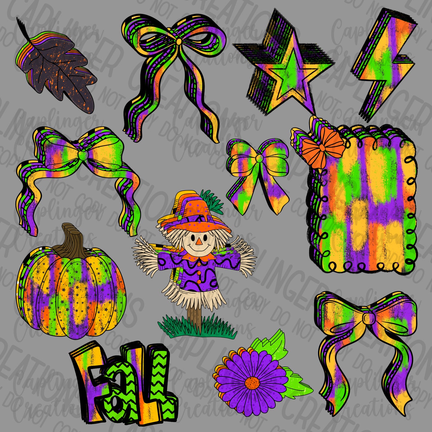 TRICK OR TYPE 6 SETS + 62 CLIPARTS + 6 DIGITAL PAPERS - TYPEABLE OTF FONT + PNGS - Digital download