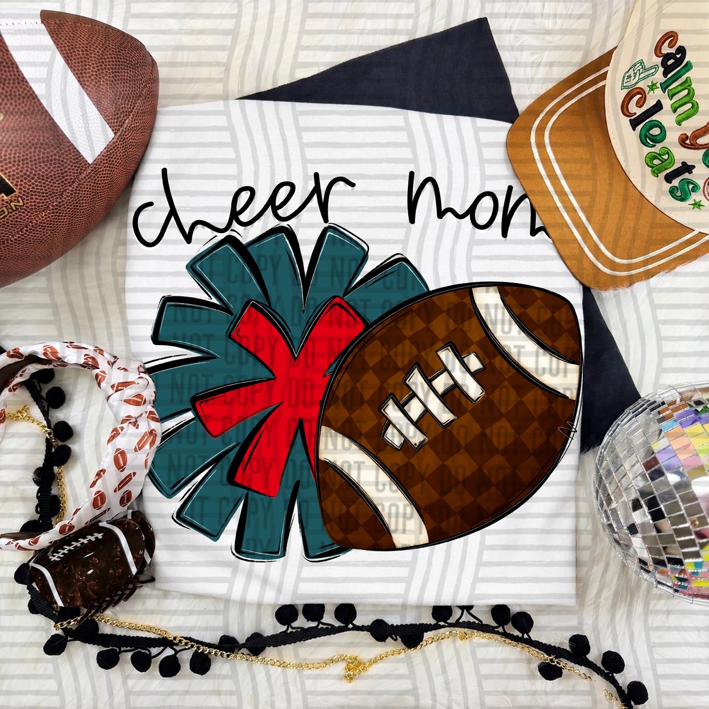 Cheer Mom PNG design in Teal-Red