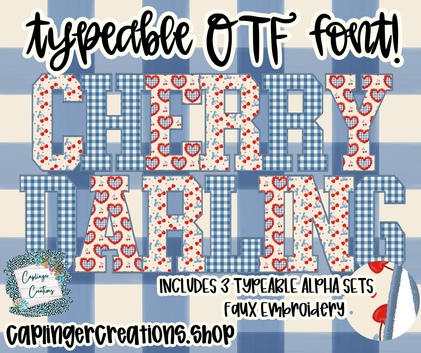 Cherry Darling 3 TYPEABLE OTF FONT + PNGS - Digital download
