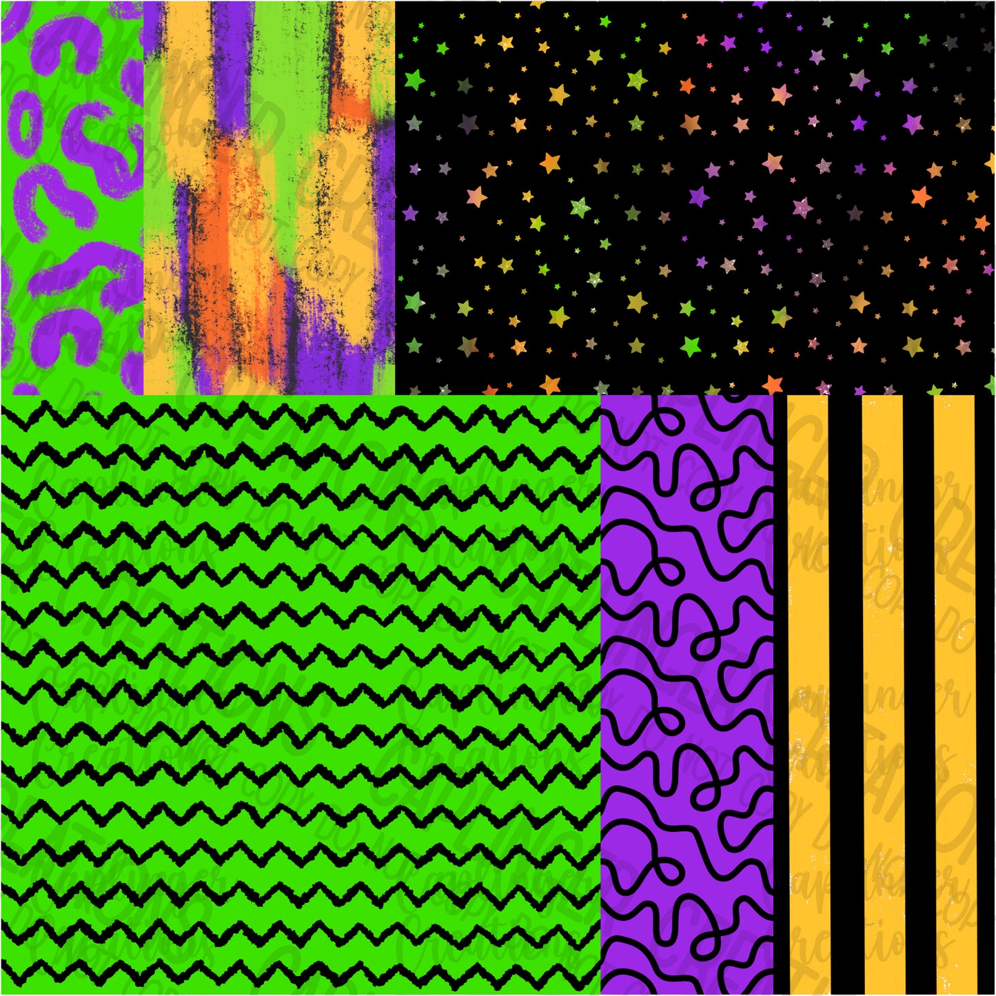 TRICK OR TYPE 6 SETS + 62 CLIPARTS + 6 DIGITAL PAPERS - TYPEABLE OTF FONT + PNGS - Digital download