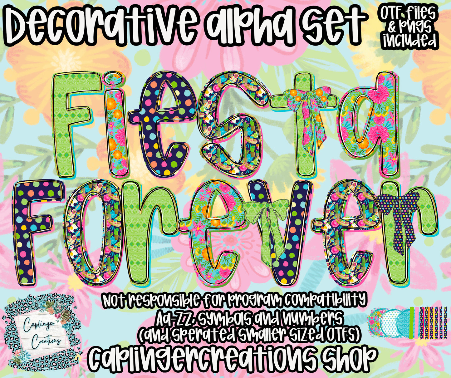Fiesta Forever - OTF & Drag and Drop PNGS- commercial use included - Digital download