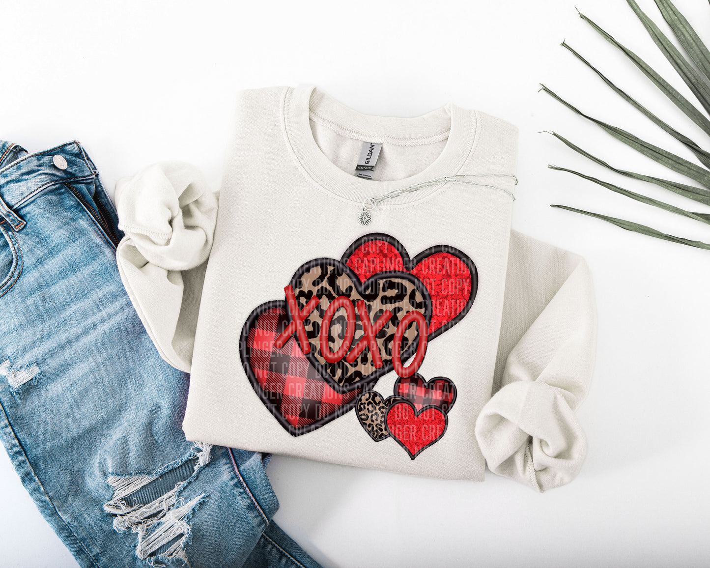 Valentine's Faux Embroidery Hearts- Digital download 300DPI PNG FILE