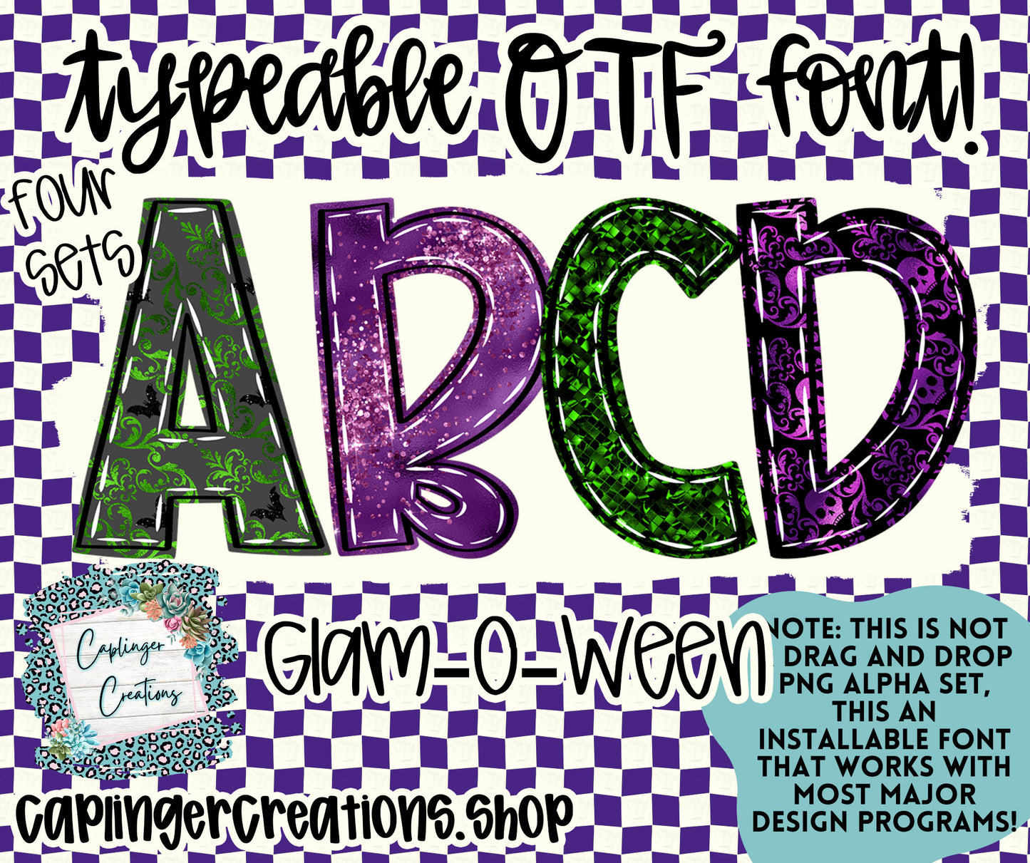Glam - o - ween - TYPEABLE OTF FONT + PNGS - Digital download