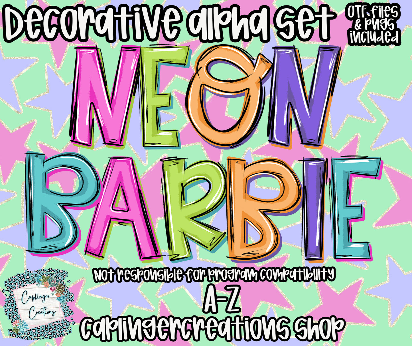 NEON BARBIE - OTF & Drag and Drop PNGS- commercial use included - Digital download