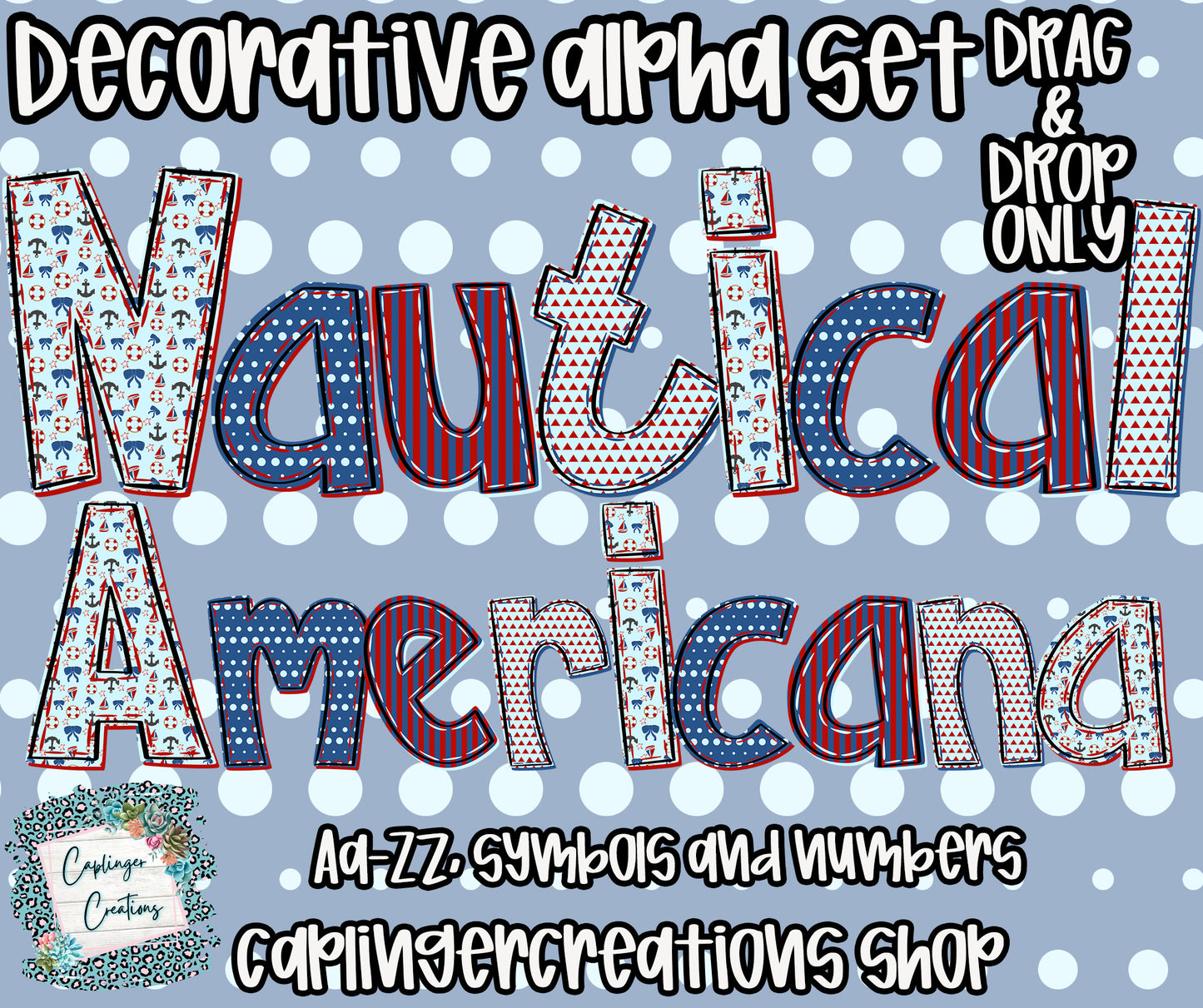 Nautical + Americana - Drag and Drop PNGS- commercial use included - Digital download