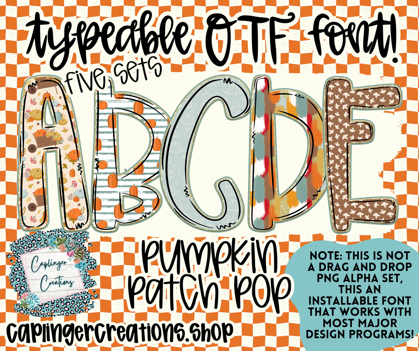 Pumpkin Patch Pop - TYPEABLE OTF FONT + PNGS - Digital download