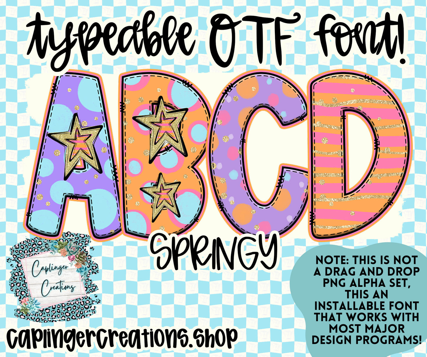 SPRINGY set of 4 - TYPEABLE OTF FONT - Digital download