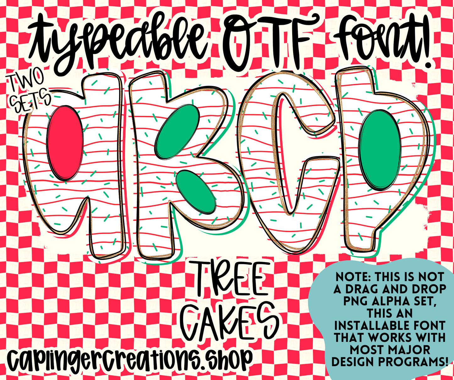 TREE CAKES - TYPEABLE OTF FONT + PNGS - Digital download