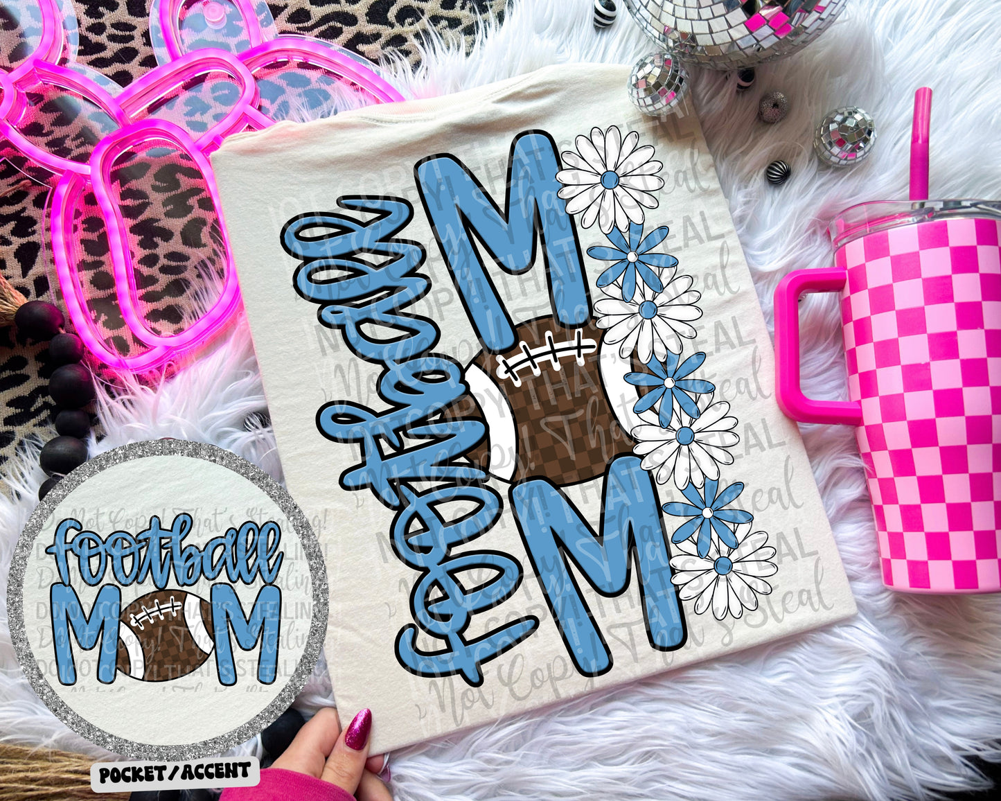 Football Mom Checker Floral Color Dropdown Digital Download 300DPI PNG FILE