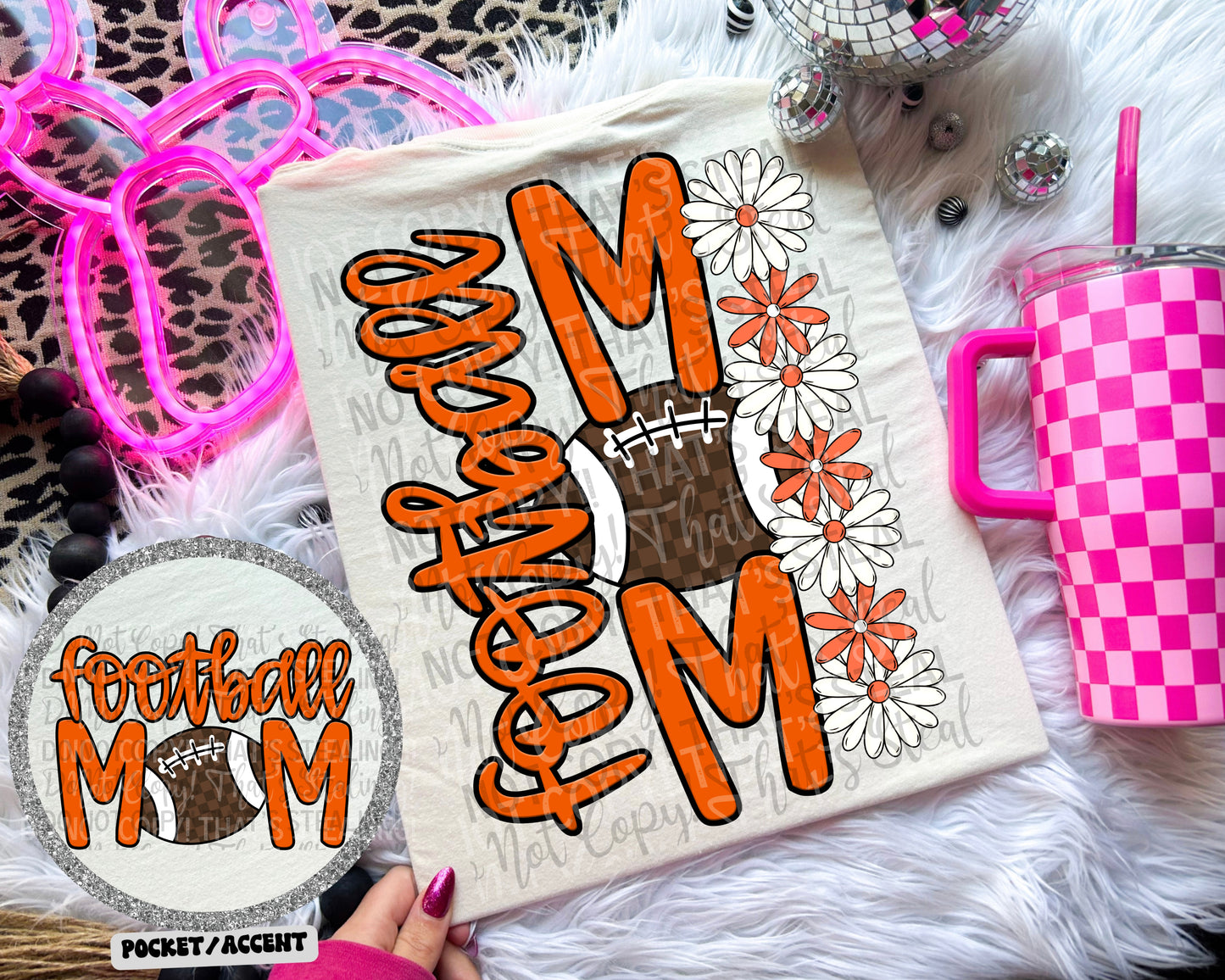 Football Mom Checker Floral Color Dropdown Digital Download 300DPI PNG FILE