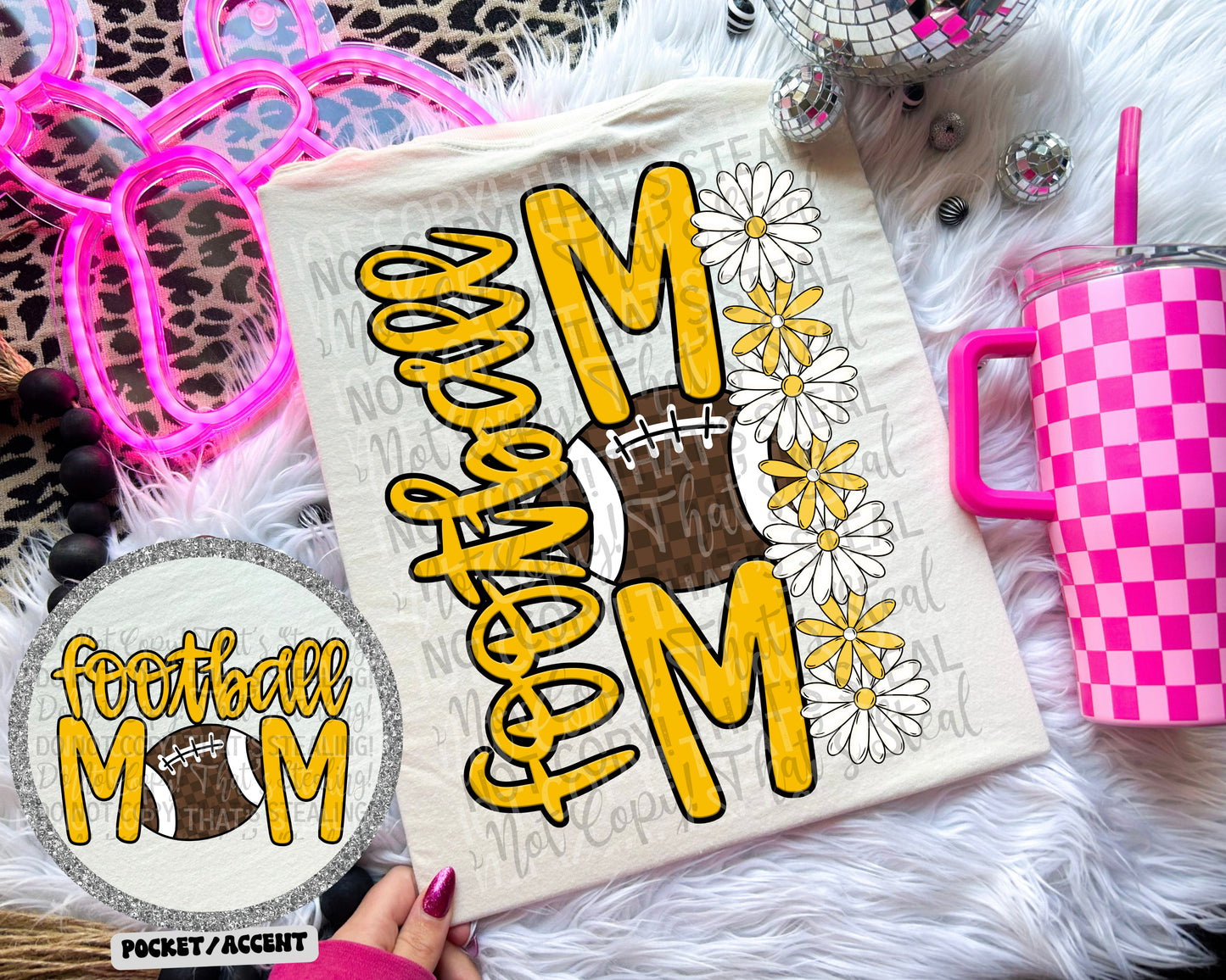 Football Mom Checker Floral Color Dropdown Digital Download 300DPI PNG FILE
