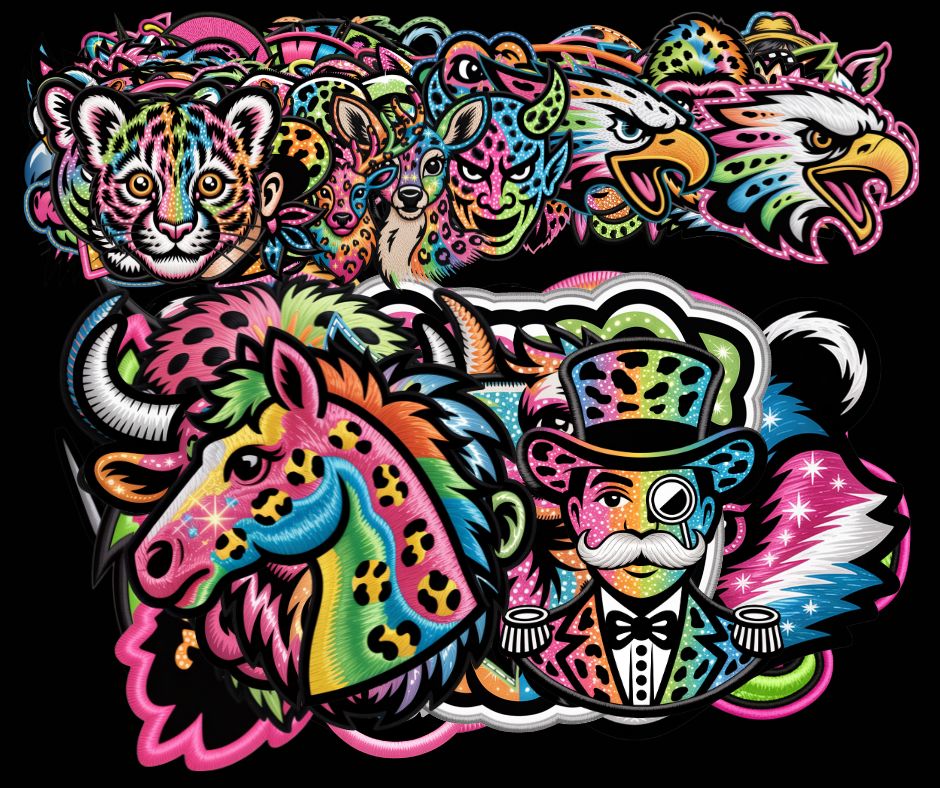 Rainbow FAUX EMBROIDERY ALPHA/CLIPART PACK - commercial use - Digital download 300DPI PNG FILE