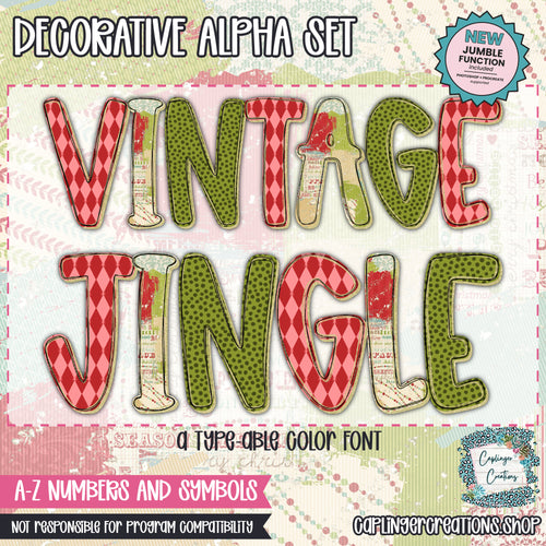 Vintage Jingle - TYPEABLE OTF FONT + PNGS - Digital download
