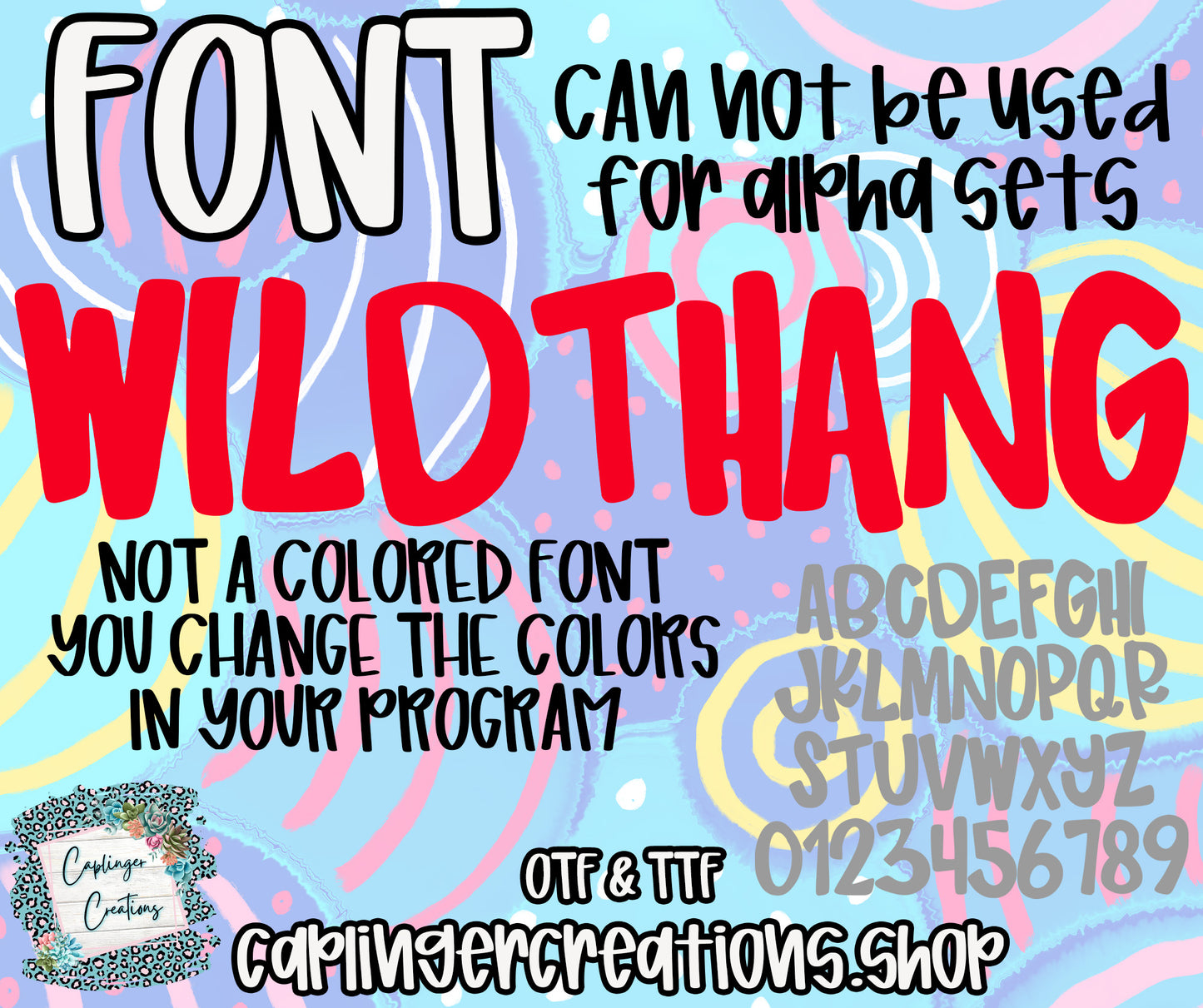 WILDTHANG - FONT A-Z 0-9 - TYPEABLE TTF\OTF FONT - Digital download
