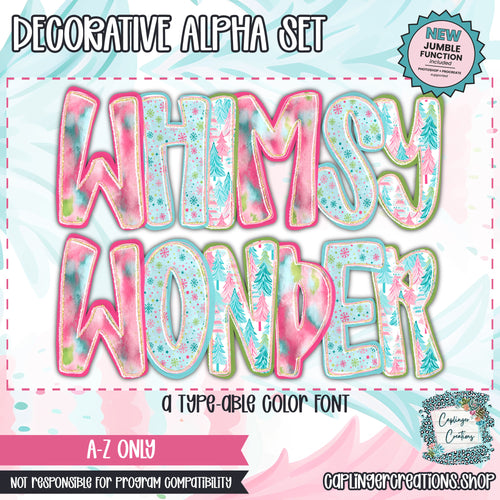 Whimsy Wonder - JUMBLE ALPHA - 3 patterns - TYPEABLE OTF FONT + PNGS - Digital download
