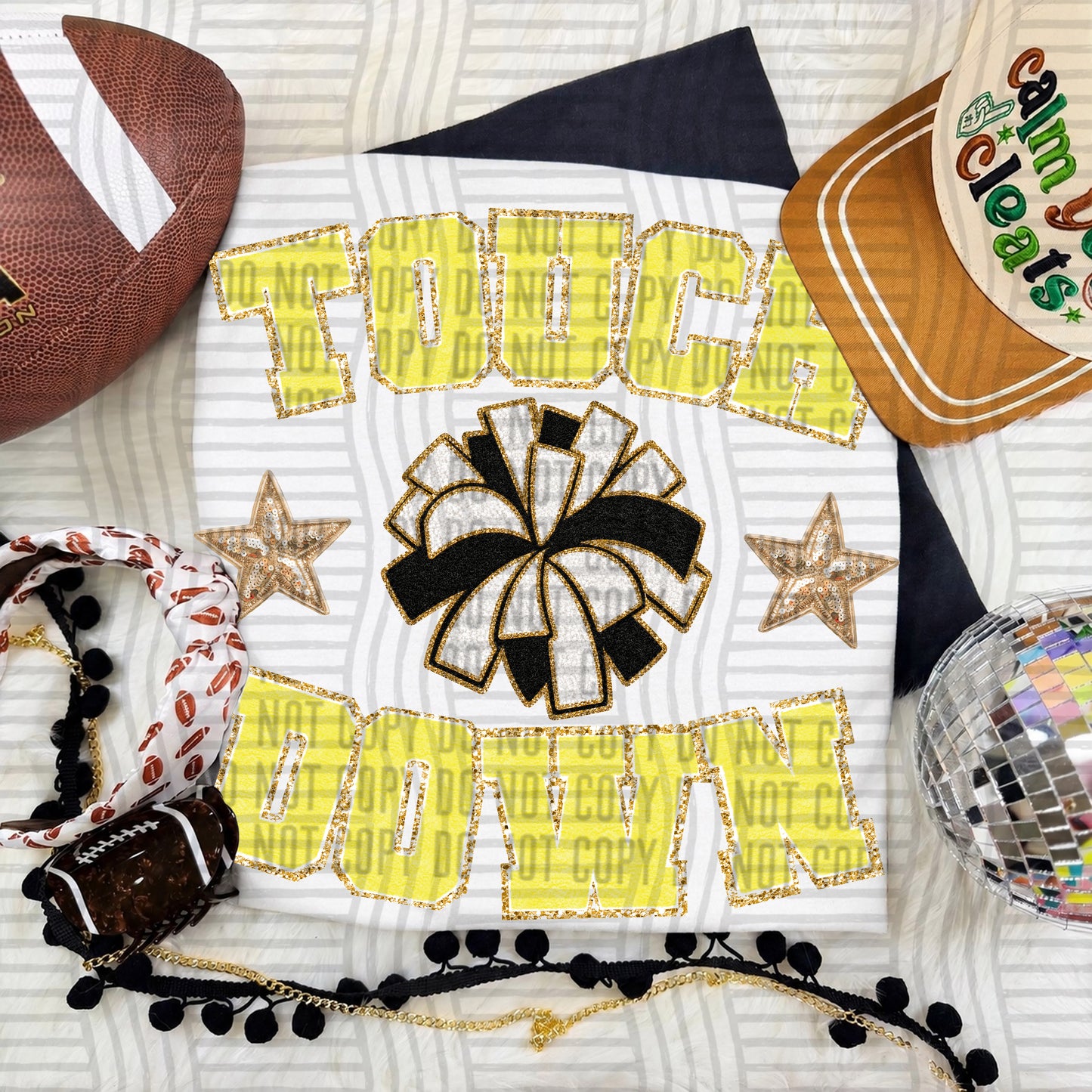 TOUCHDOWN FAUX CHENILLE CHEER 2609-0003- Digital Download 300 DPI PNG FILE