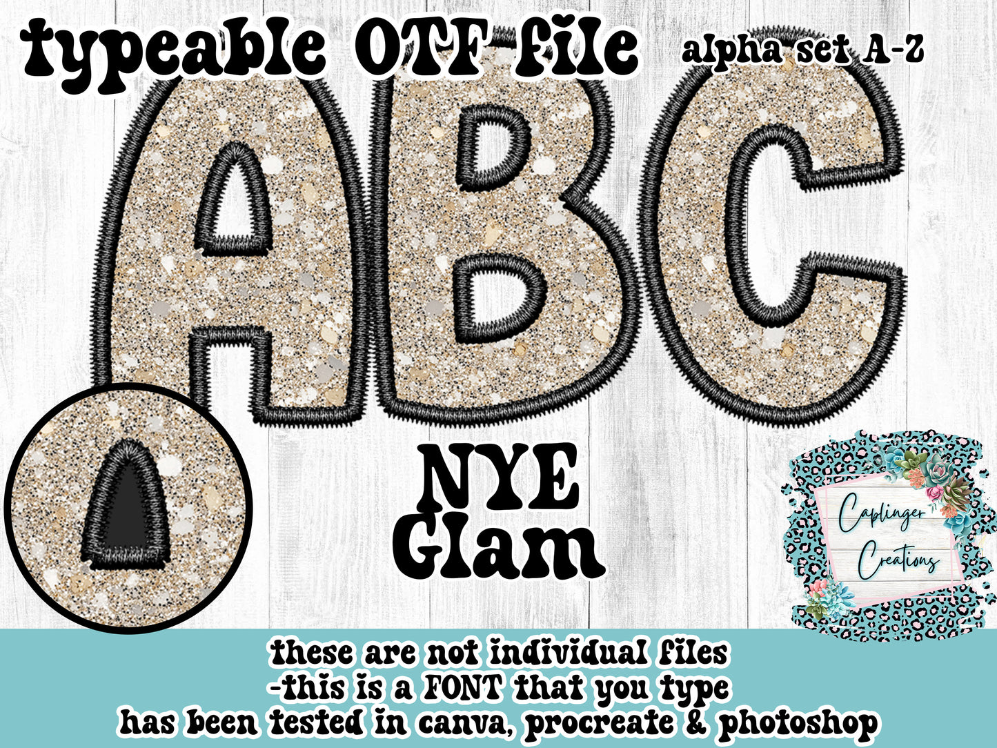 NYE Glam - TYPEABLE FONT A-Z, numbers and symbols - Digital download 300DPI PNG FILE