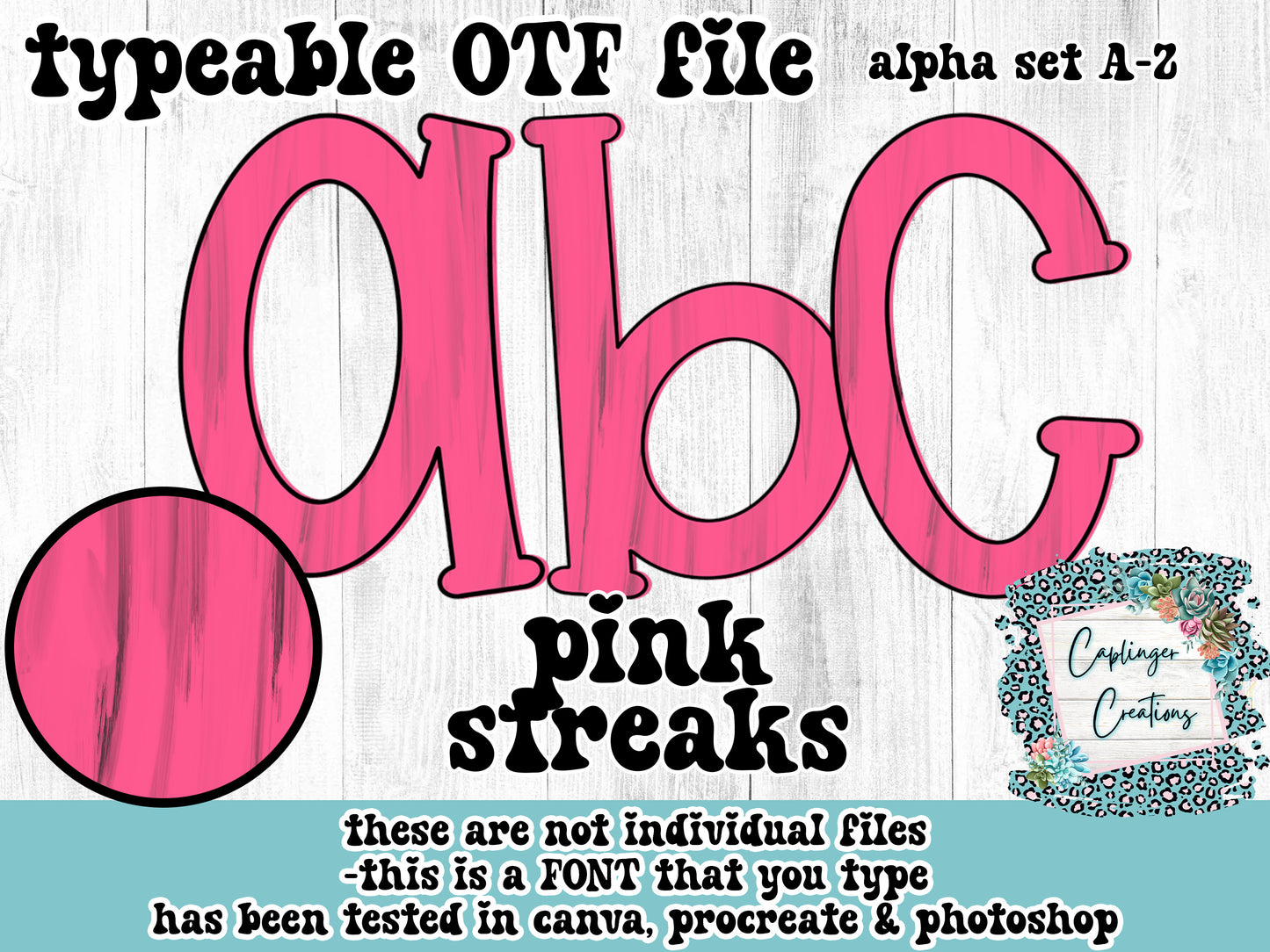 Brushstroke/Streak Matching Font Set - 5 ALPHA FONT A-Z - TYPEABLE FONT - Digital download 300DPI PNG FILE