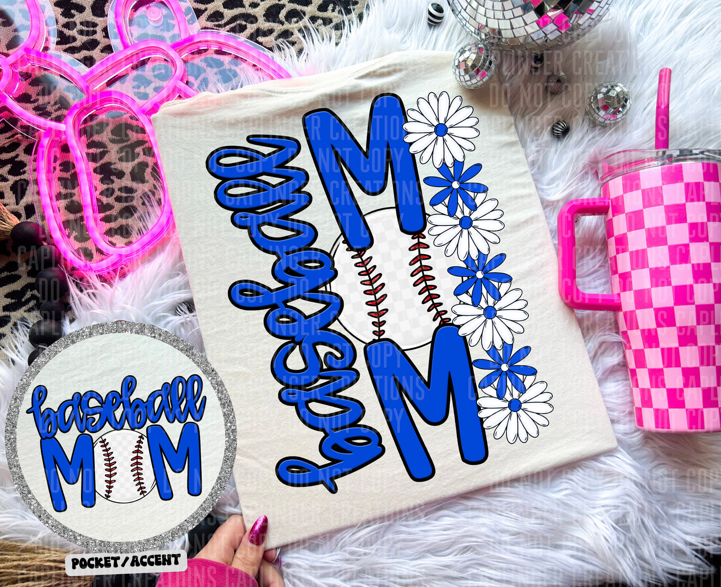 BASEBALL MOM w/back & pocket - Color Dropdown Digital Download 300DPI PNG FILE
