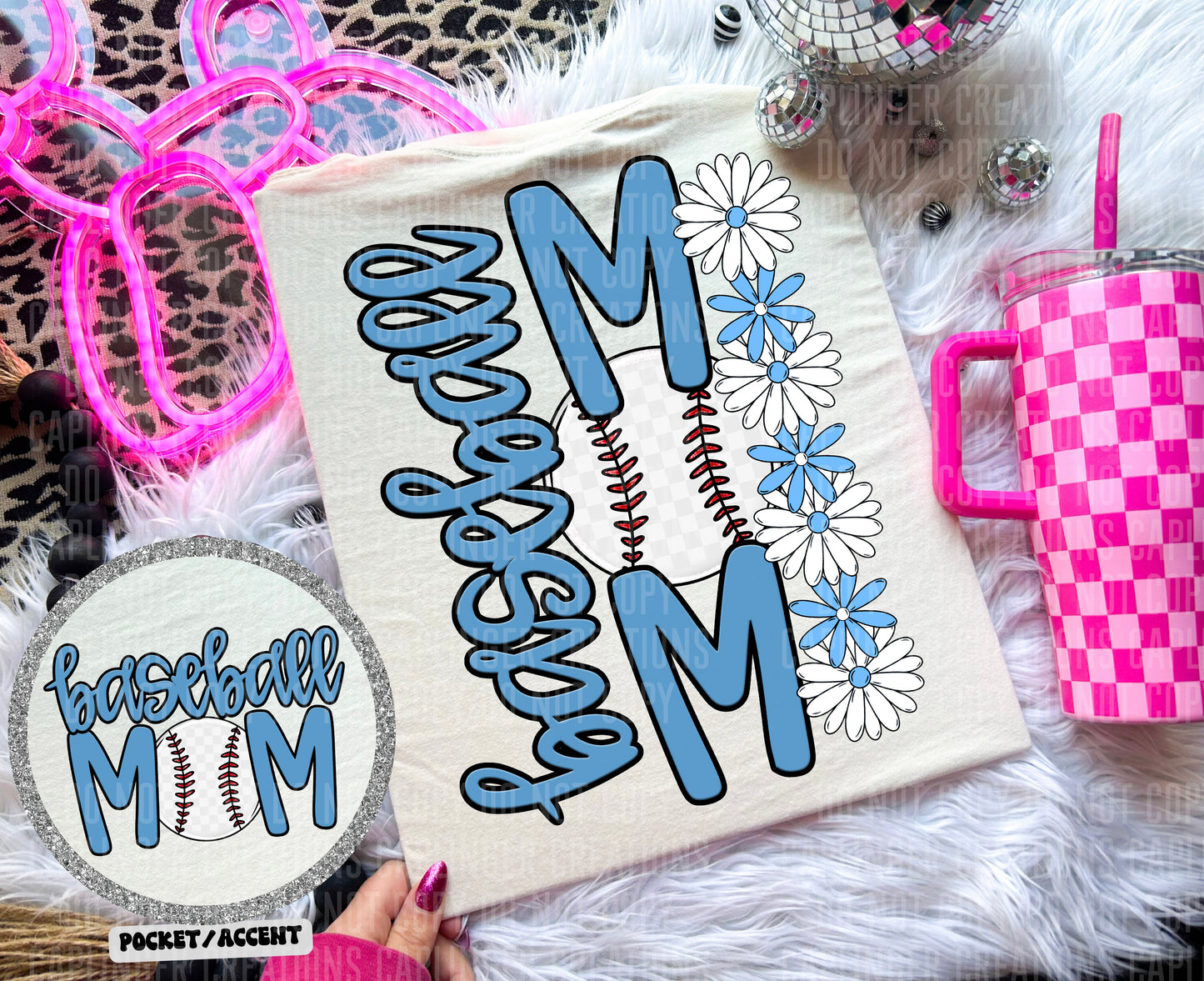 BASEBALL MOM w/back & pocket - Color Dropdown Digital Download 300DPI PNG FILE