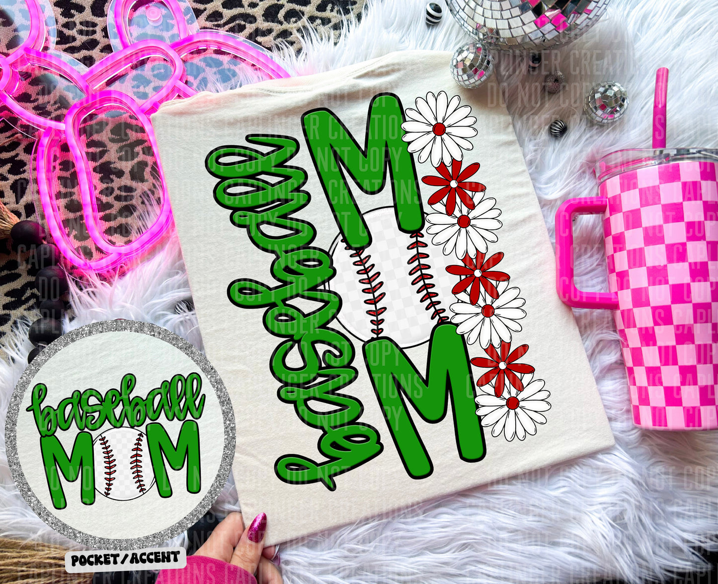 BASEBALL MOM w/back & pocket - Color Dropdown Digital Download 300DPI PNG FILE