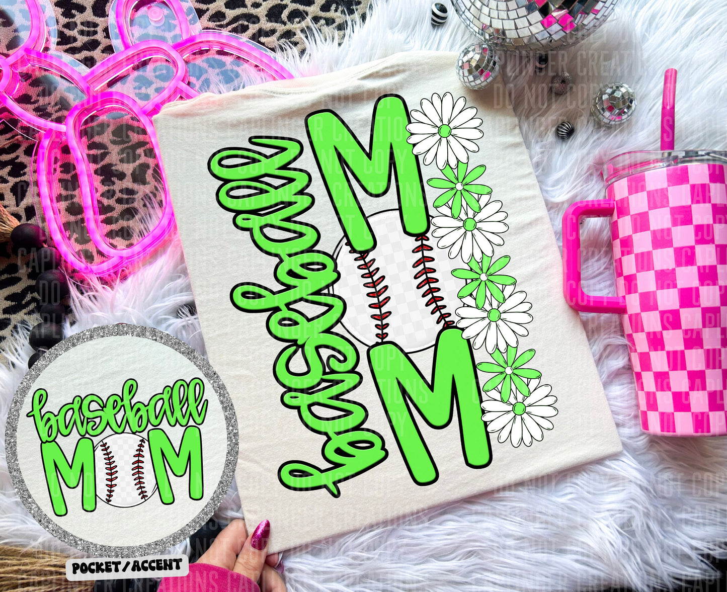 BASEBALL MOM w/back & pocket - Color Dropdown Digital Download 300DPI PNG FILE