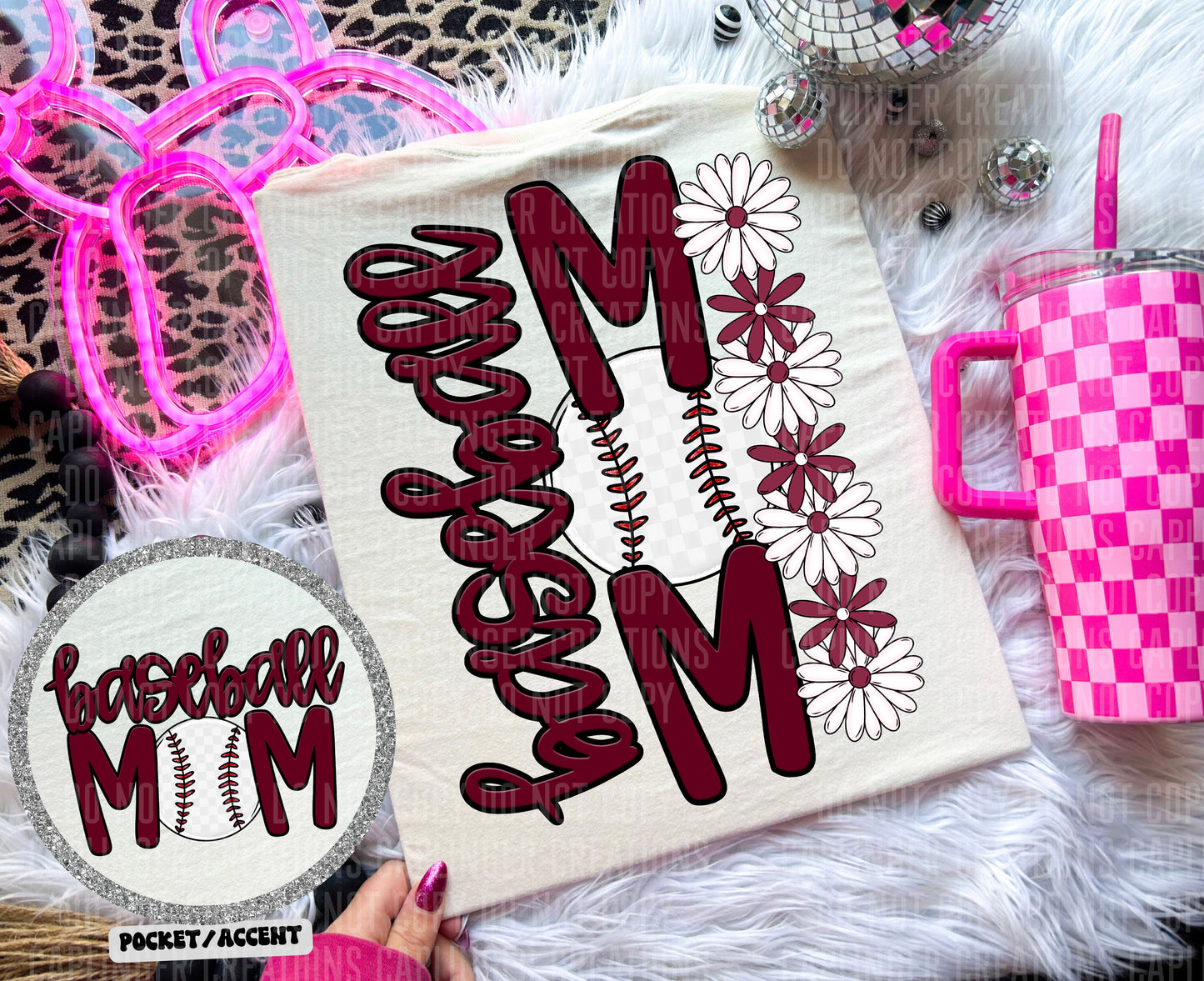 BASEBALL MOM w/back & pocket - Color Dropdown Digital Download 300DPI PNG FILE