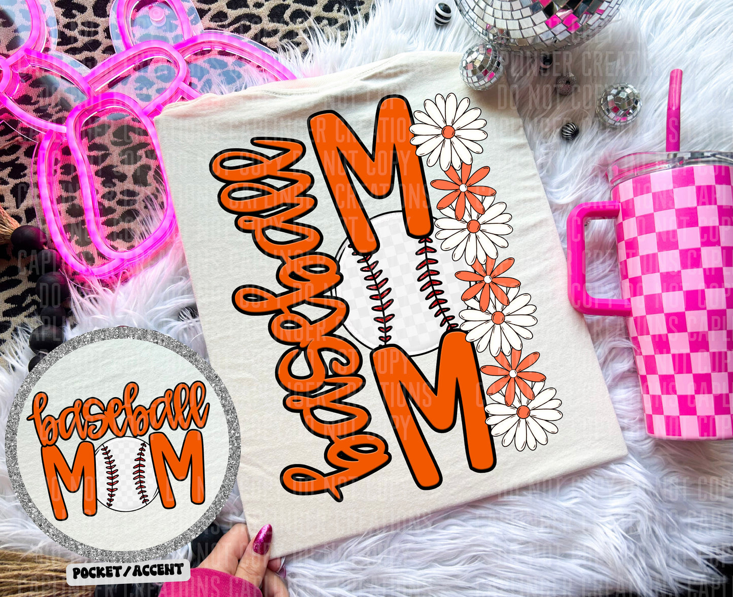 BASEBALL MOM w/back & pocket - Color Dropdown Digital Download 300DPI PNG FILE