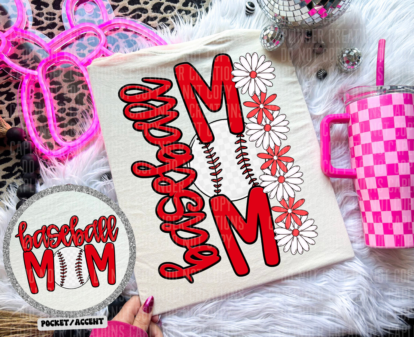 BASEBALL MOM w/back & pocket - Color Dropdown Digital Download 300DPI PNG FILE