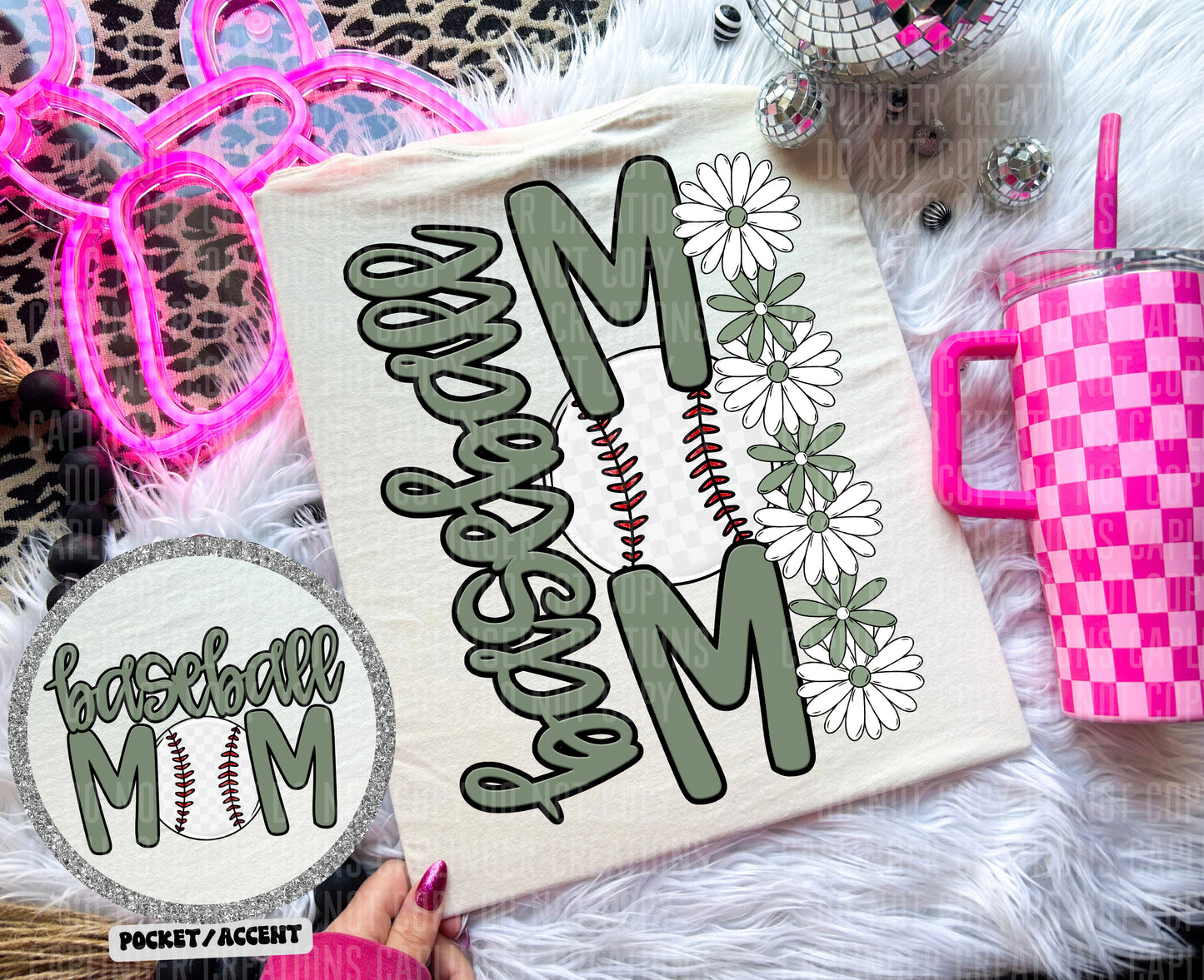 BASEBALL MOM w/back & pocket - Color Dropdown Digital Download 300DPI PNG FILE