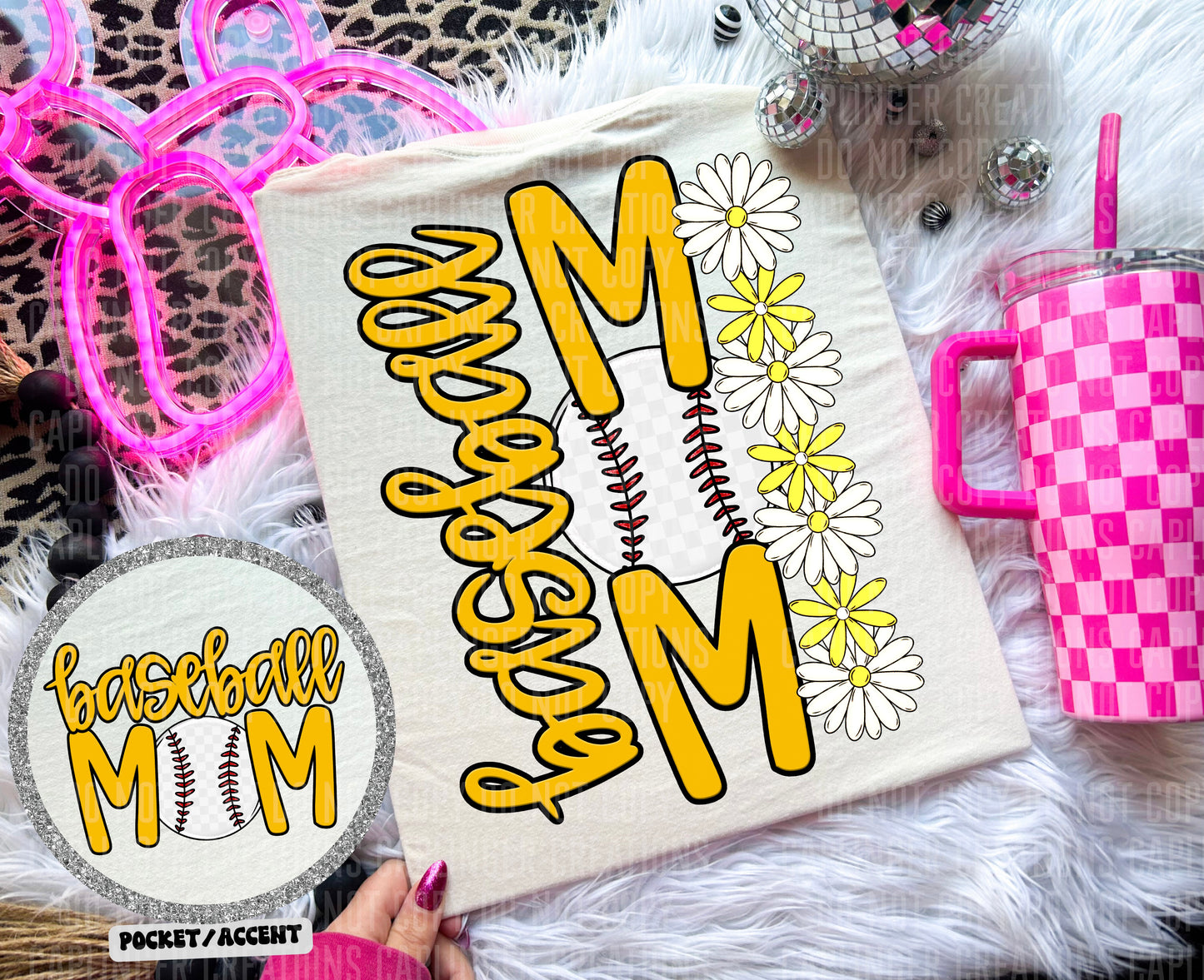 BASEBALL MOM w/back & pocket - Color Dropdown Digital Download 300DPI PNG FILE