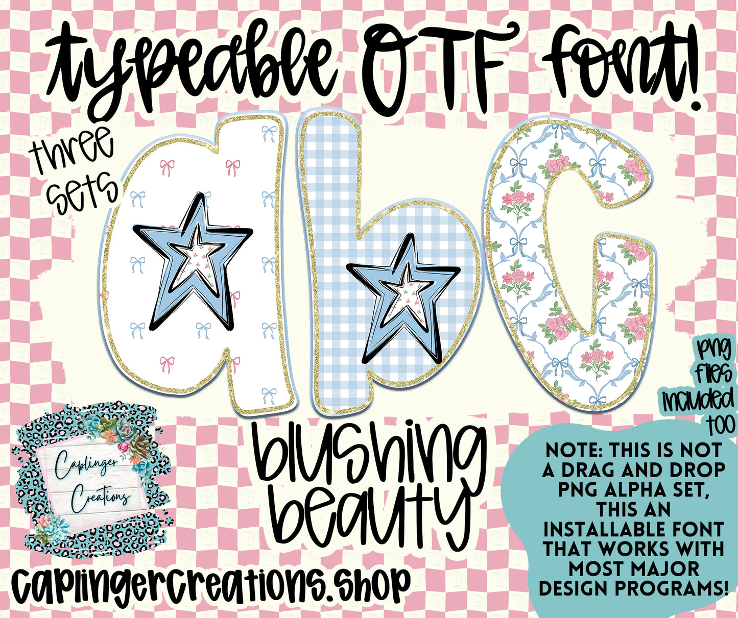 Blushing beauty - TYPEABLE OTF FONT + PNGS - Digital download