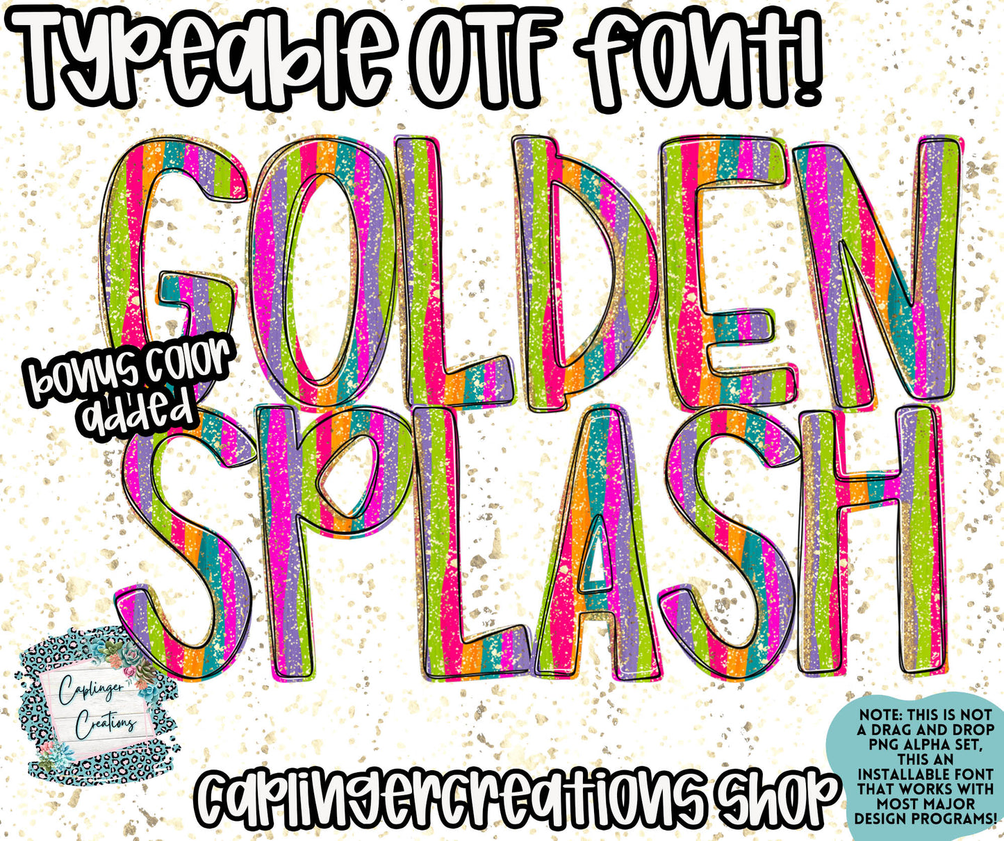 Golden Splash - OTF typeable & Drag and Drop PNGS- commercial use included - Digital download