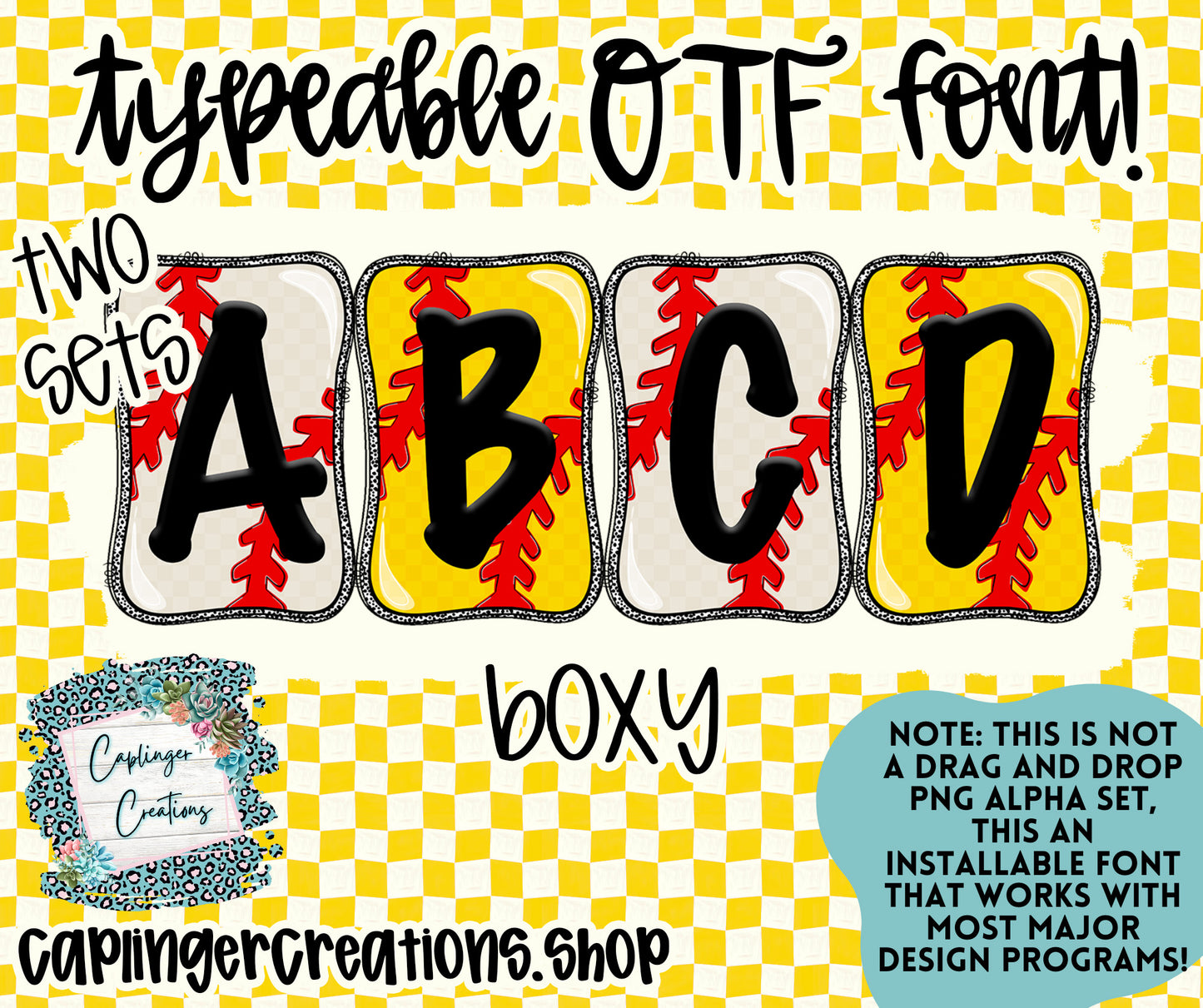 BOXY (BASEBALL < SOFTBALL) - TYPEABLE OTF FONT - Digital download