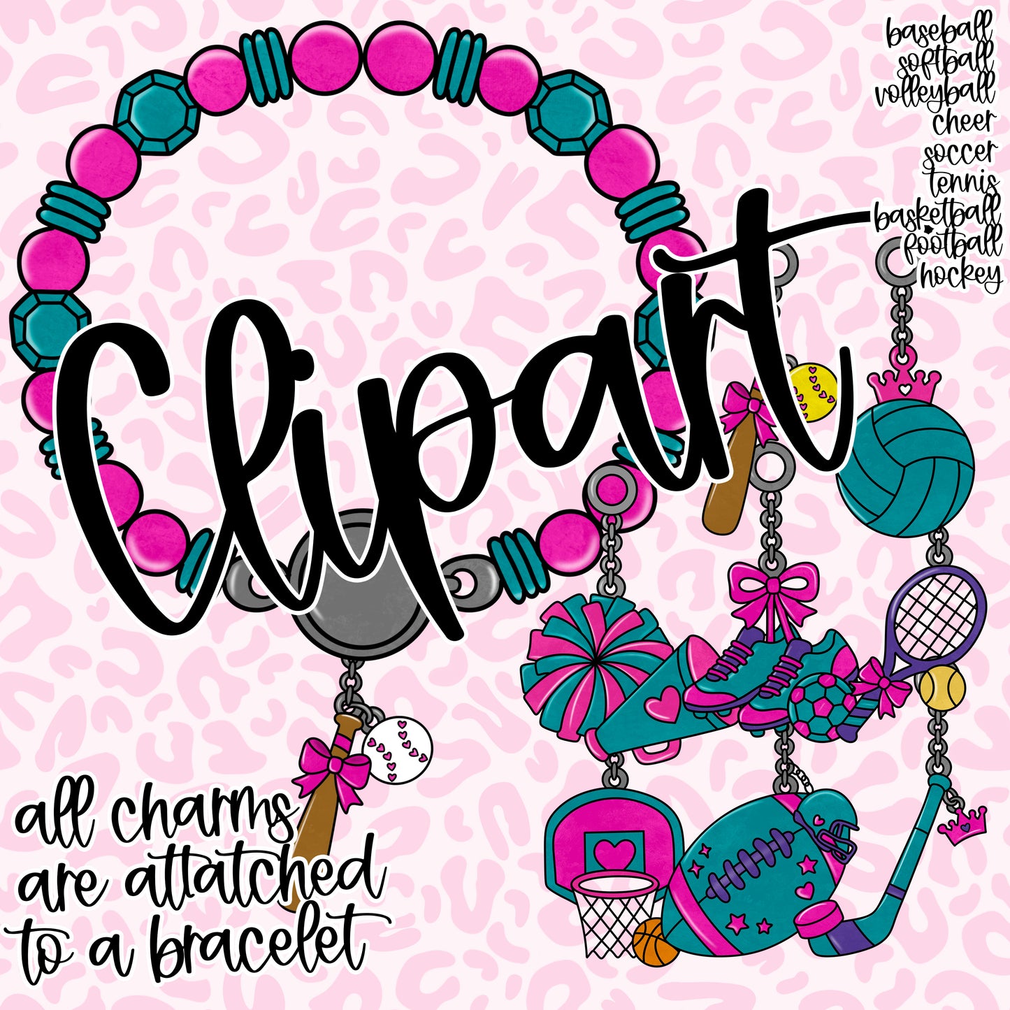 Sports Charms Bracelets Clipart - Commercial use clipart PNGS - Digital download