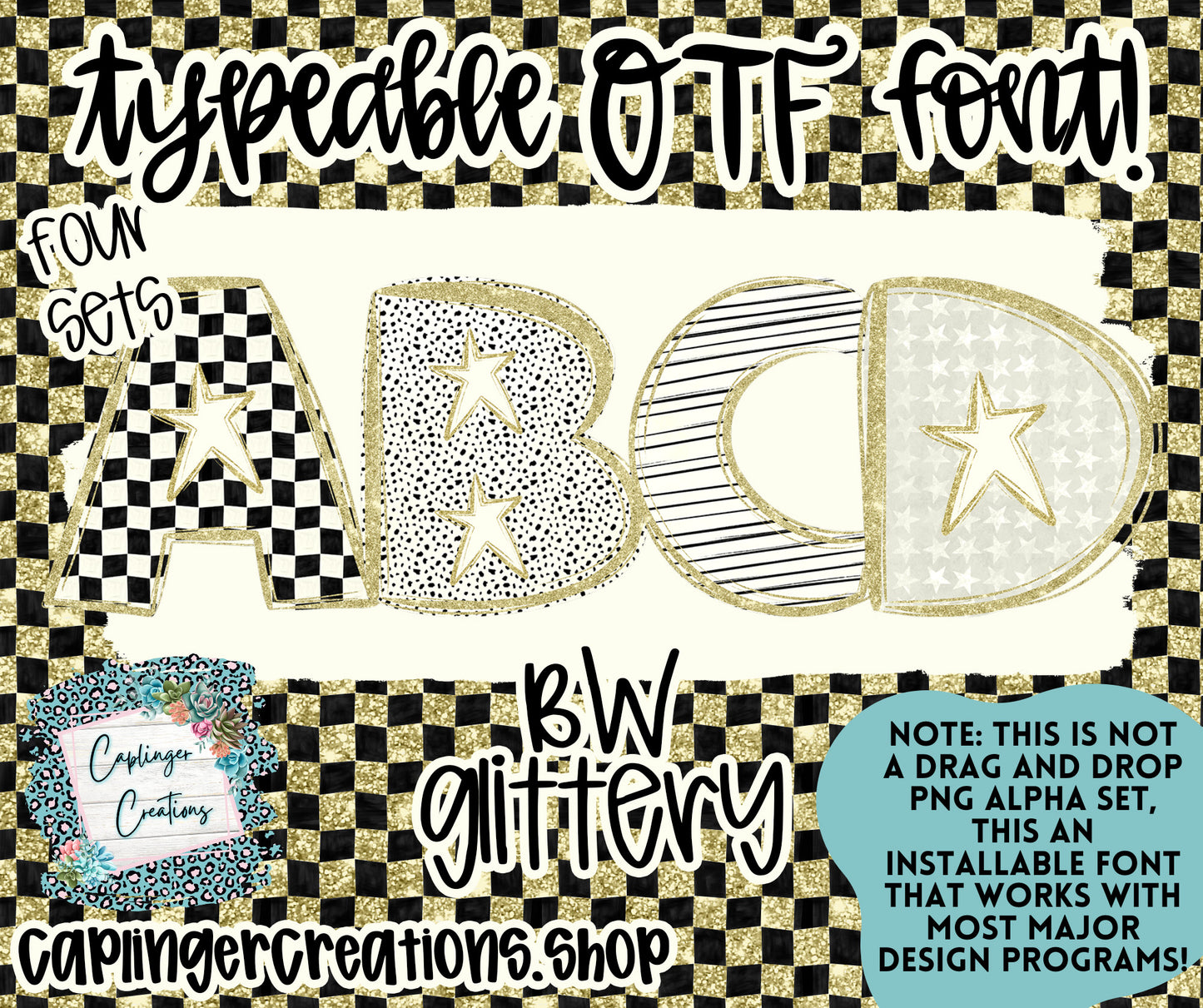 BW GLITTERY - TYPEABLE OTF FONT - Digital download
