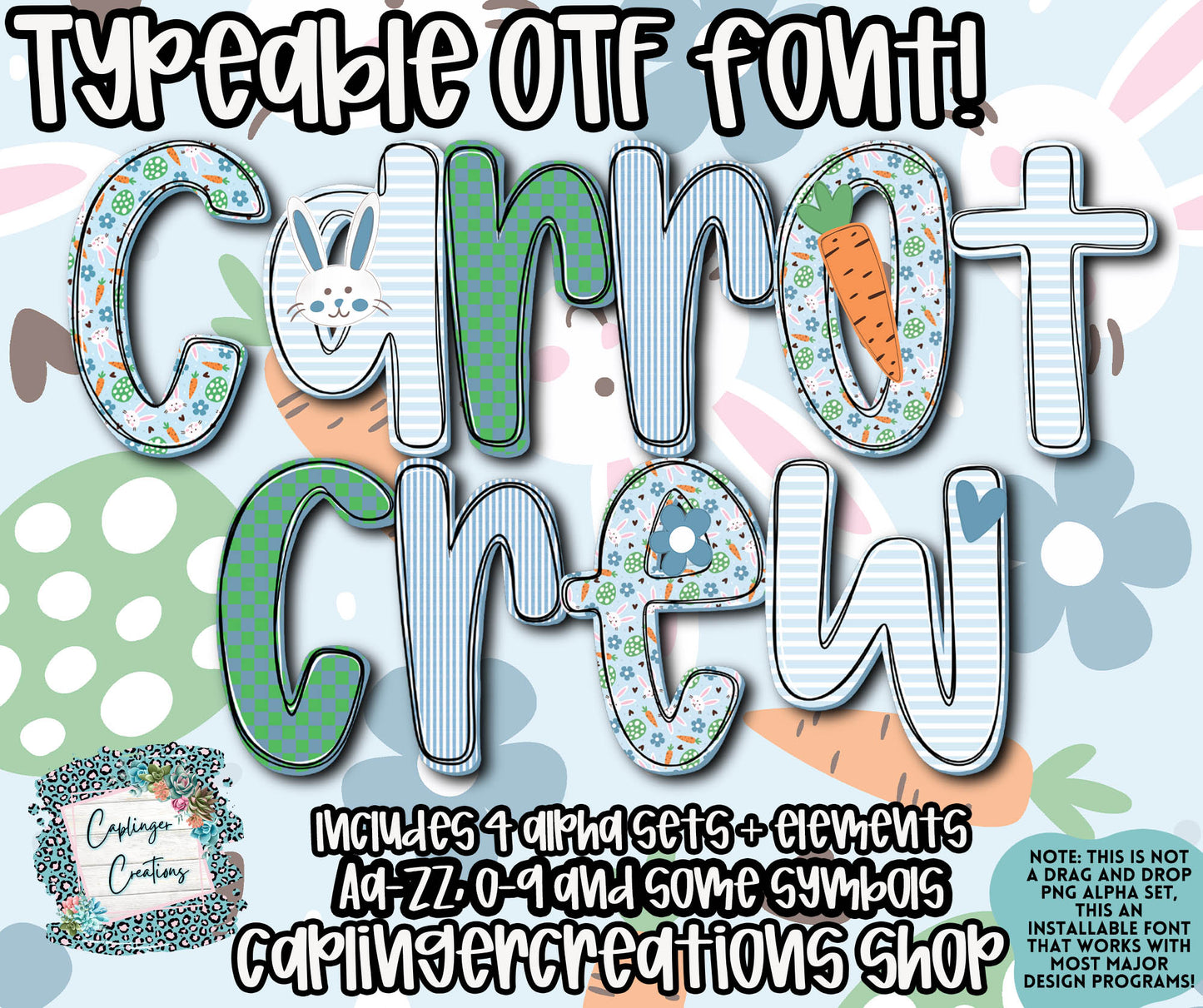 Carrot Crew (boy)- OTF typeable & Drag and Drop PNGS- commercial use included - Digital download