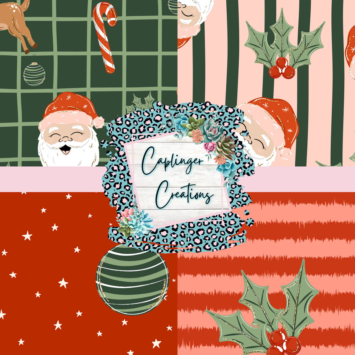 Simple Christmas - Seamless Digital Papers - 4 pack - Digital download 300DPI PNG FILE