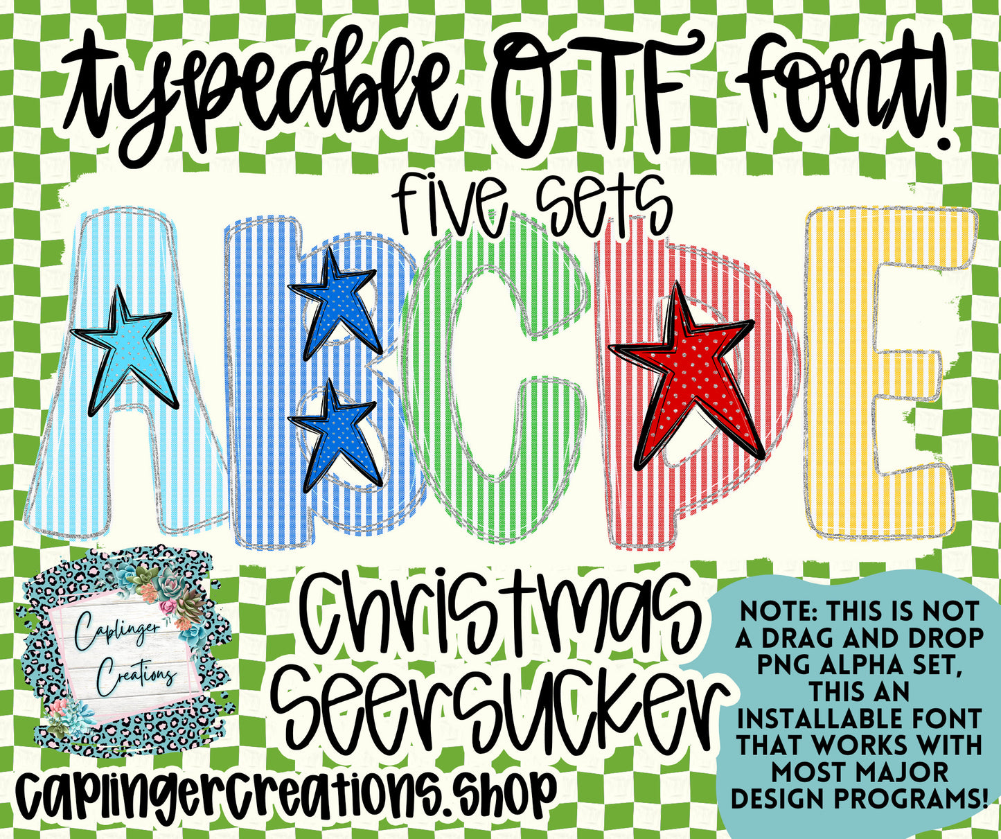 Christmas Seersucker - TYPEABLE OTF FONT + PNGS - Digital download
