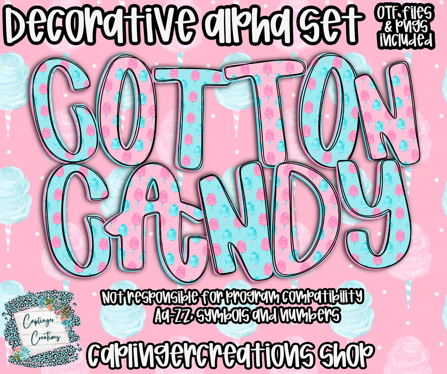 Cotton Candy - OTF & Drag and Drop PNGS- commercial use included - Digital download