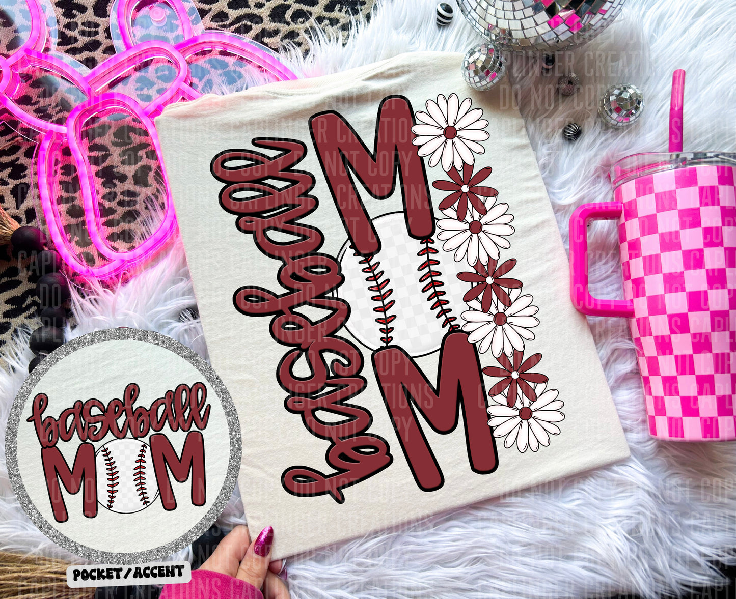 BASEBALL MOM w/back & pocket - Color Dropdown Digital Download 300DPI PNG FILE