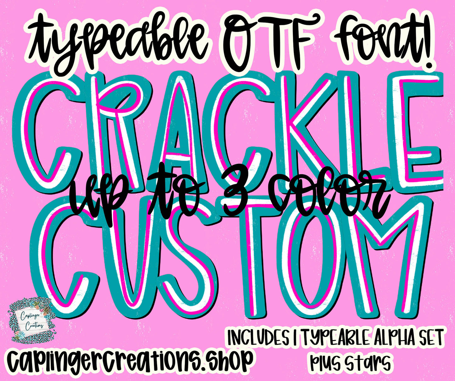 Crackle CUSTOM LISTING - Set of 1 Alpha- TYPEABLE OTF FONT + PNGS- commercial use included - Digital download