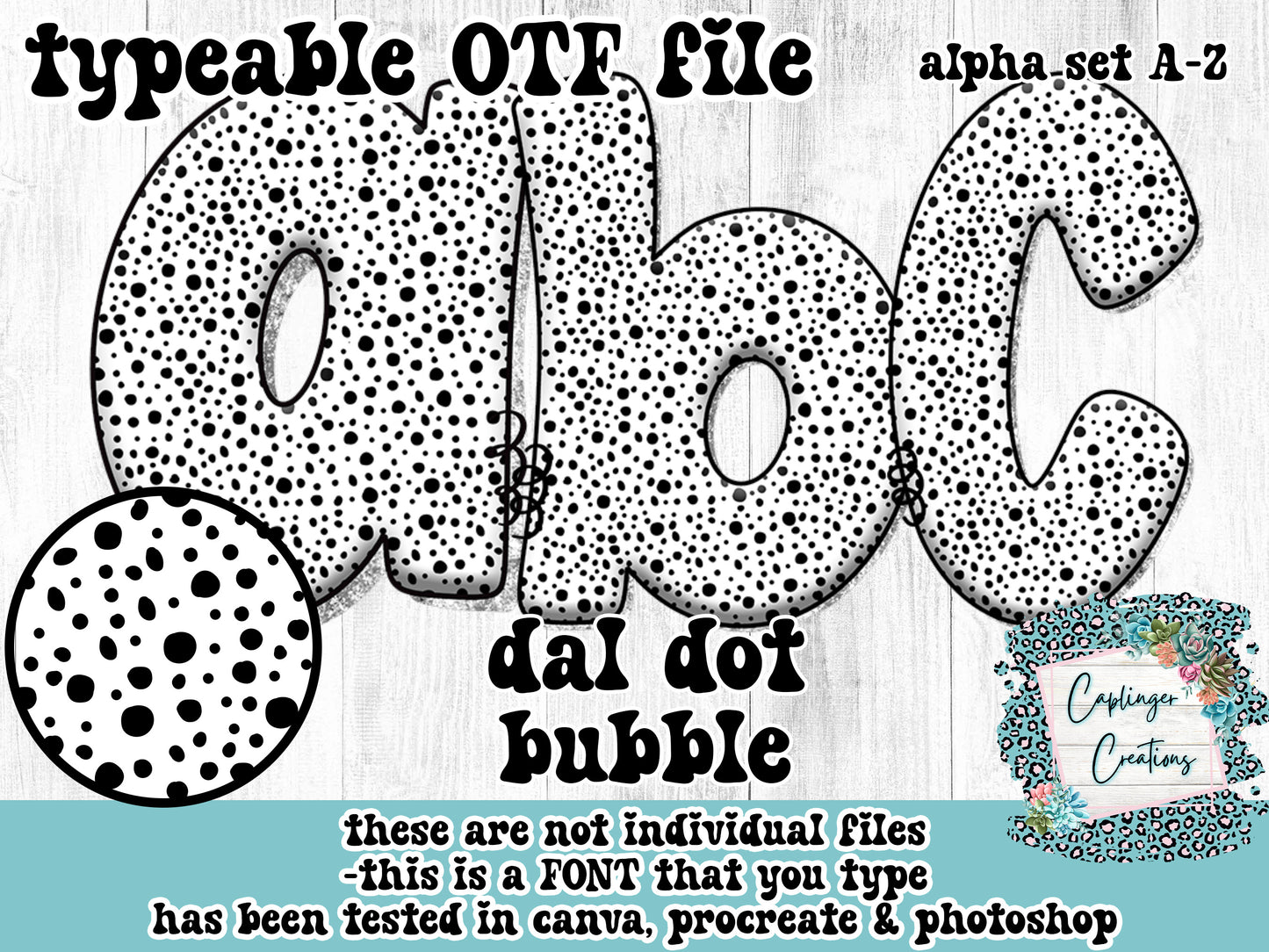 Dal dot bubble font - ALPHA FONT A-Z - TYPEABLE OTF FONT - Digital download