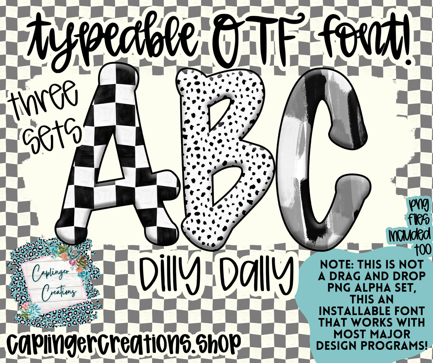 Dilly Dally- TYPEABLE OTF FONT + PNGS - Digital download