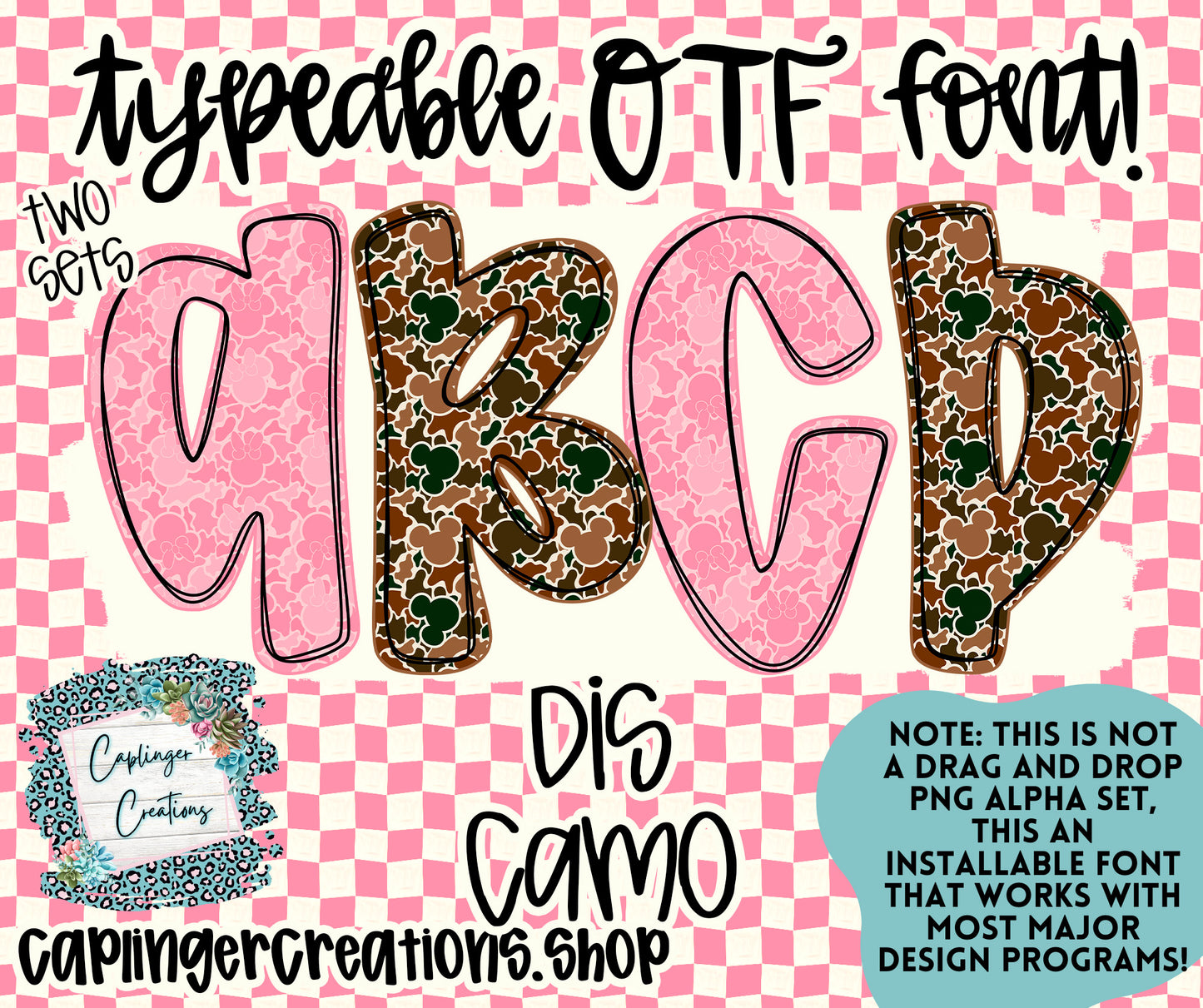 Dis Camo- TYPEABLE OTF FONT + PNGS - Digital download