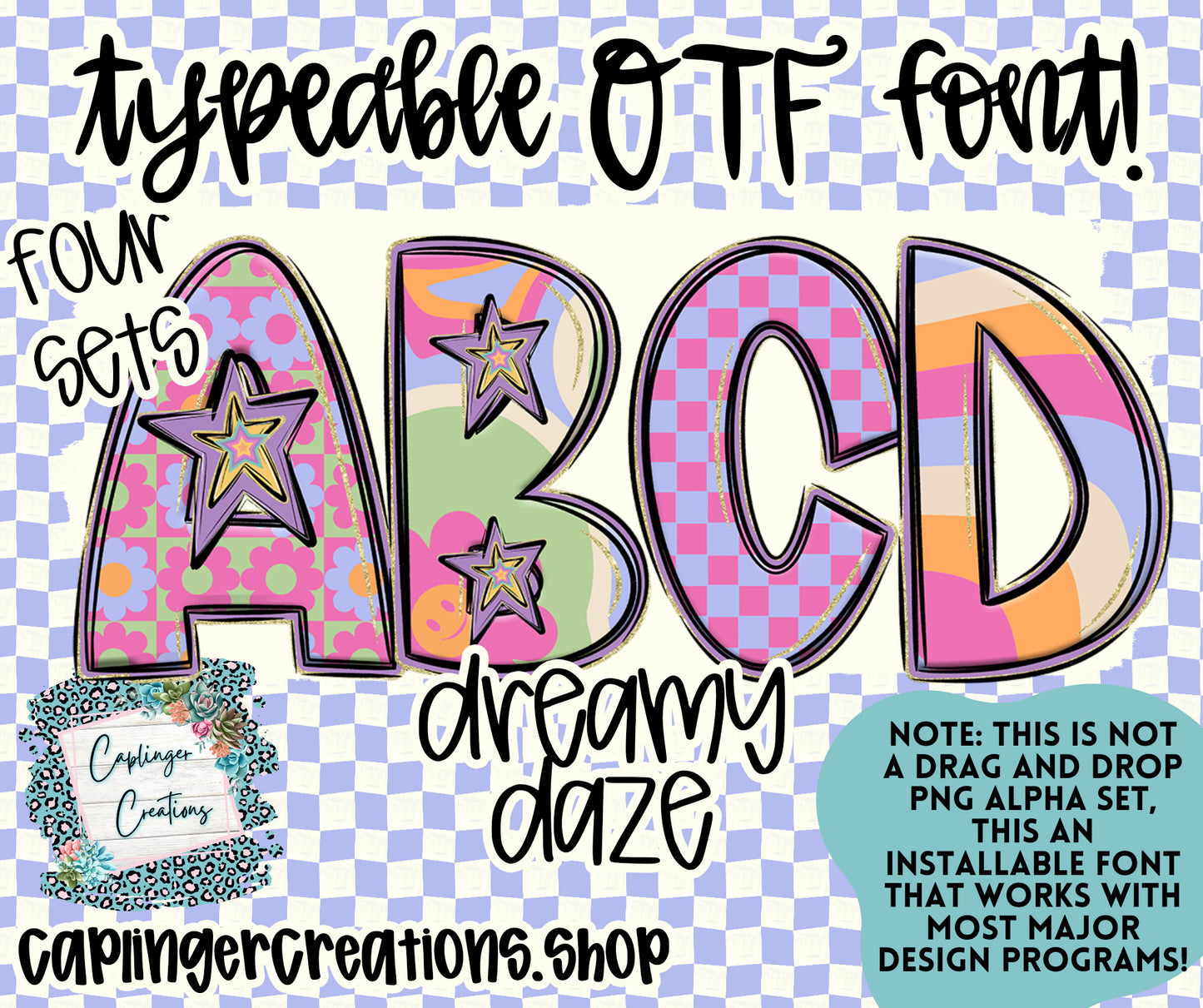 Dreamy Daze Set of 4 styles- TYPEABLE OTF FONT - Digital download