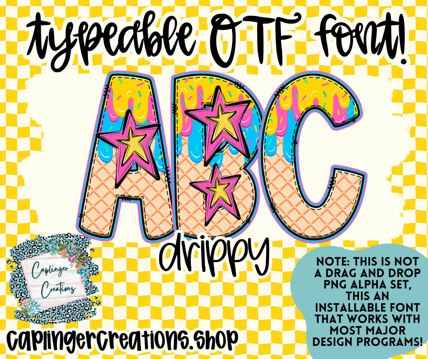 DRIPPY - TYPEABLE OTF FONT - Digital download